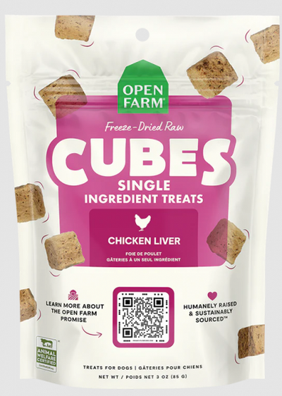 Open Farm Dog Treat FD Raw Chicken Liver Cubes 3 oz