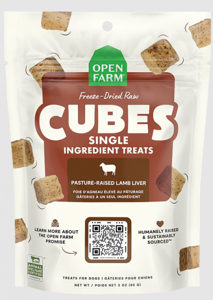 Open Farm Dog Treat FD Raw Lamb Liver Cubes 3 oz