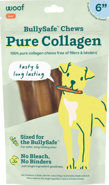 Woof Dog Bully Safe Chews Collagen 6" 10 pk