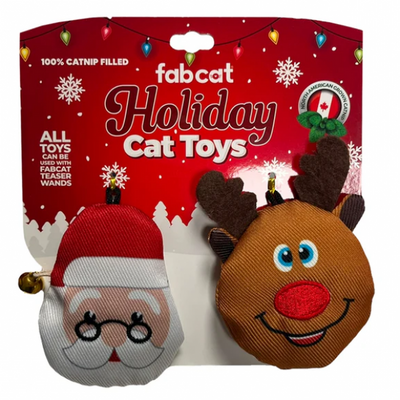 Fabdog Holiday Cat Toy Santa Reindeer 2 pk