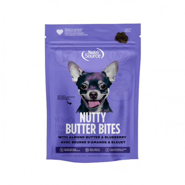 Nutrisource Treat Nutty Butter Bites Almond Butter & Blueberry 6 oz