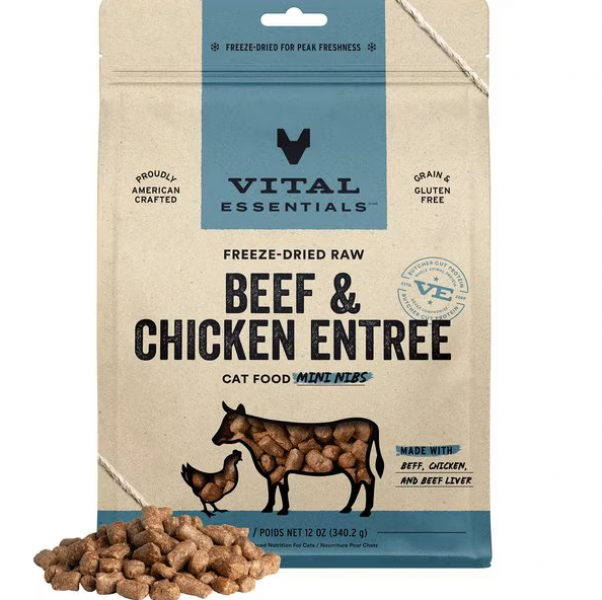 Vital Essentials Cat Food FD Mini Nibs Beef & Chicken 12 oz