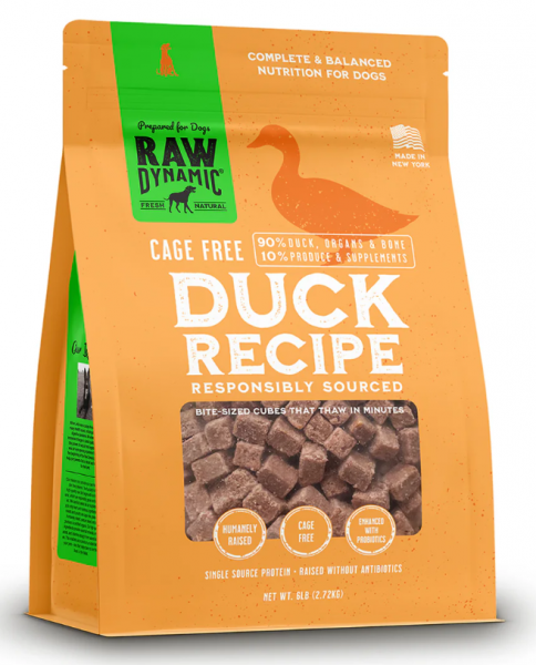 Raw Dynamic Dog Frozen Food Duck 6 lb.