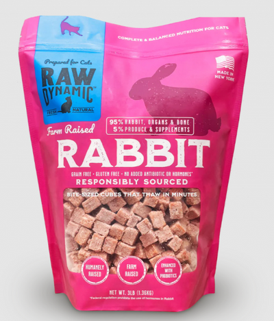 Raw Dynamic Cat Frozen Rabbit 3 lb.