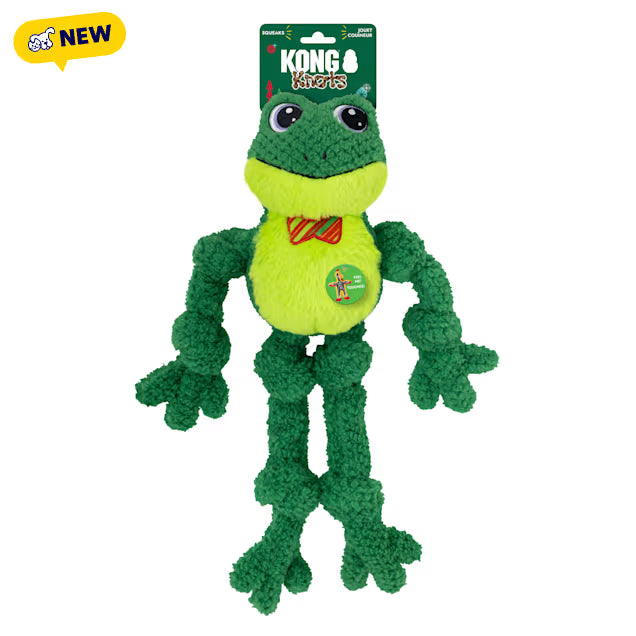 Kong Holiday Dog Toy Knotties Bow Tie Frog L/XL