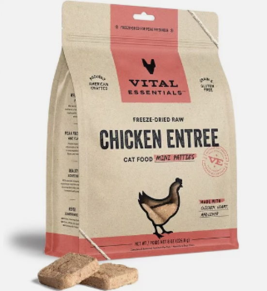 Vital Essentials Cat Frozen Chicken Mini Patties Entree 28 oz.