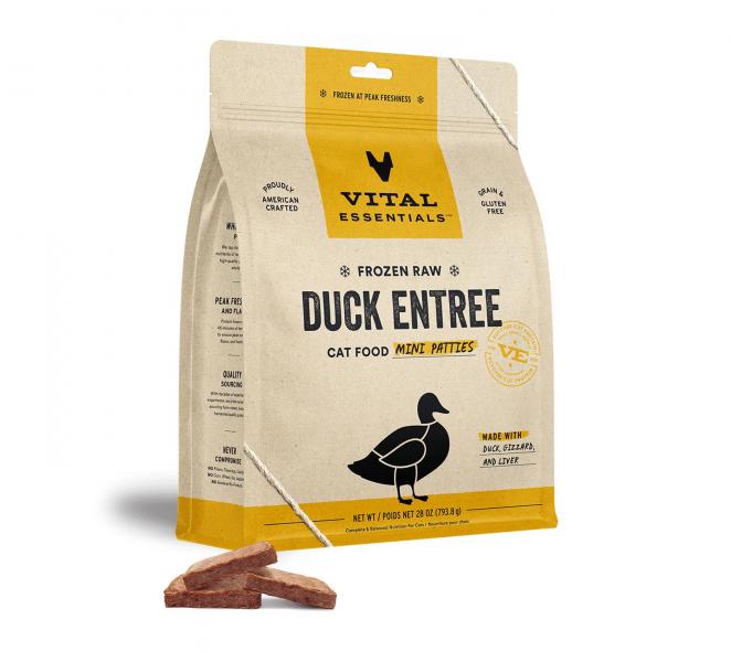 Vital Essentials Cat Frozen Duck Mini Patties Entree 28 oz.
