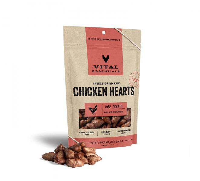 Vital Essentials Dog Treats FD Chicken Heart Family Size 3.75 oz.