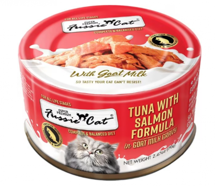 Fussie Cat Can GOAT MILK Tuna Salmon 2.47 oz