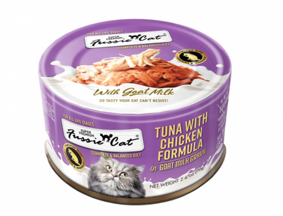 Fussie Cat Can GOAT MILK Tuna Chicken 2.47 oz