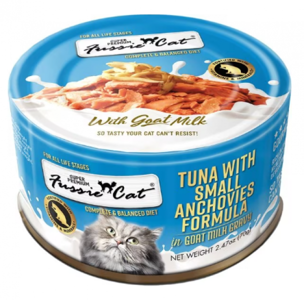 Fussie Cat Can GOAT MILK Tuna Small Anchovies 2.47 oz