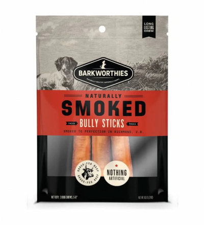 Barkworthies* Smoked Bully Stick Thick 6" 3 pk