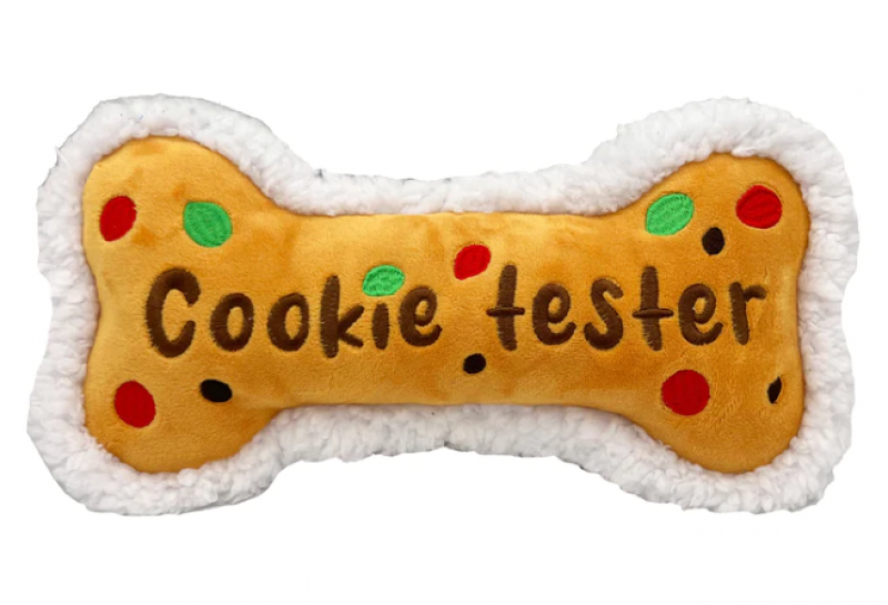 H&K Holiday Dog Toy Power Plush Cookie Tester Bone