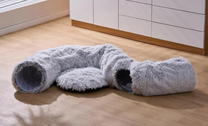 PetPals Fluffy 2-in-1 Cat Tunnel with Cat Bed 2