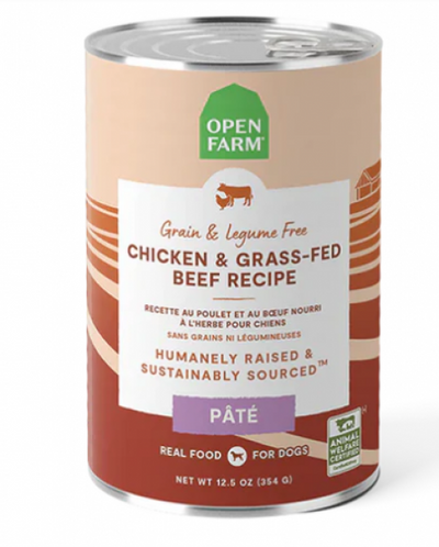 Open Farm Dog Canned Chicken Grass Fed Beef 12.5 Pate oz