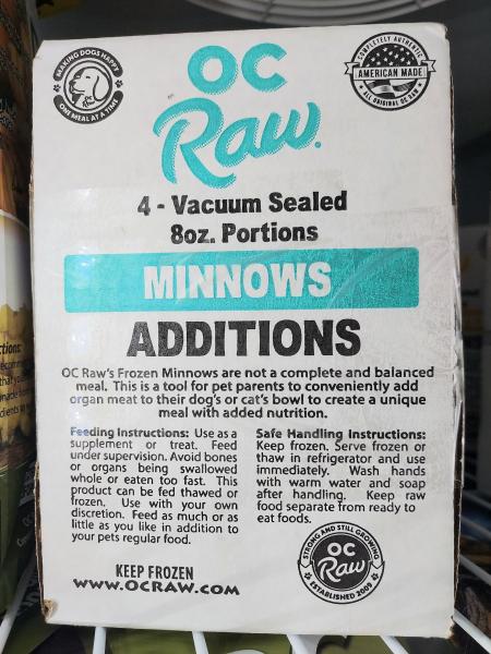OC Raw Frozen Minnows 2 lb