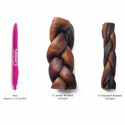 TND 12" Jumbo Braided Collagen Stick Comparison