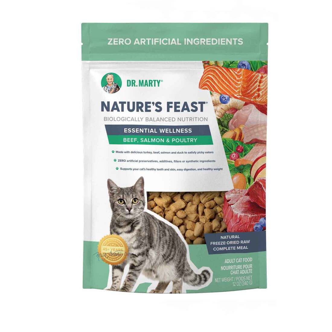 Dr. Marty Cat Food FD Nature's Feast Beef Salmon Poultry 12 oz
