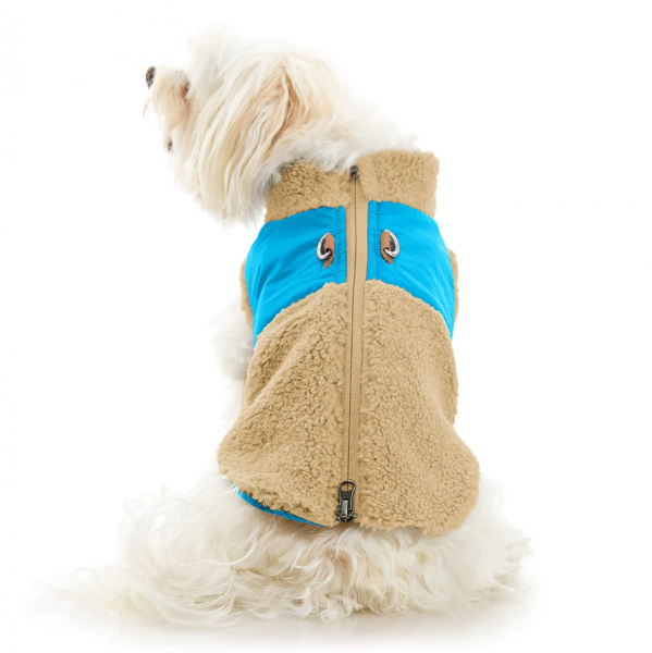 Gooby Zip Up Sherpa Vest Tan