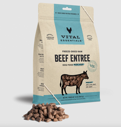 Vital Essentials Dog Food FD Crunchy Nibs Beef 14 oz