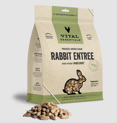 Vital Essentials Dog Food FD Crunchy Nibs Rabbit 14 oz.