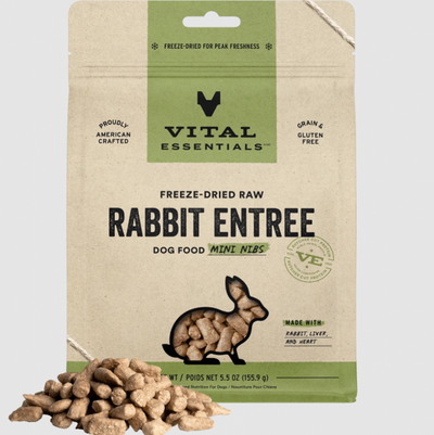 Vital Essentials Dog Food FD Crunchy Nibs Rabbit 5.5 oz