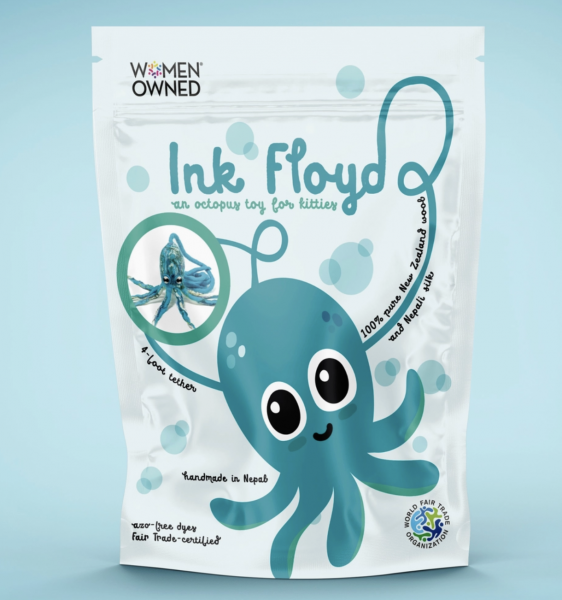 Cat in the Box Ink Floyd Wool Octopus Toy with Tether