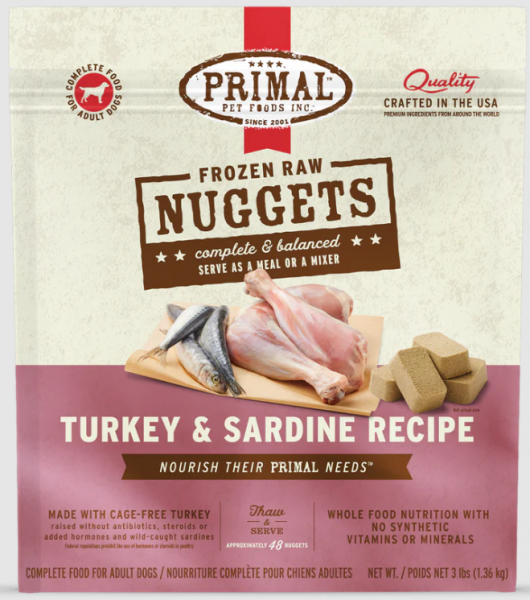 Primal Dog Nugget Turkey & Sardine 3 lb.
