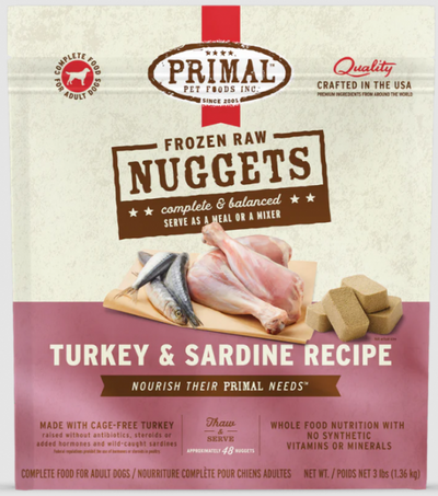 Primal Dog Nugget Turkey & Sardine 3 lb.