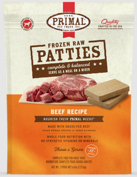 Primal Dog Patties Beef 6 lb.