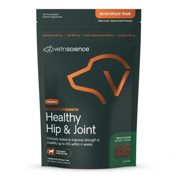 Vetri Science* Dog Glycoflex Healthy Hip + Joint Chew Duck 60 ct