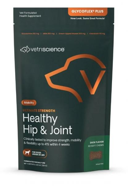 Vetri Science* Dog Glycoflex Healthy Hip + Joint Chew Small Breed Duck 60 ct