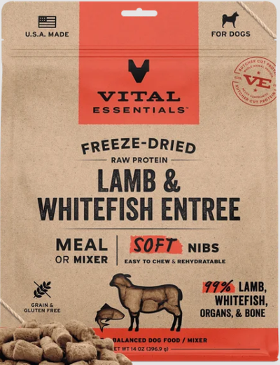 Vital Essentials Dog Food FD Soft Nibs Lamb and Whitefish 14 oz