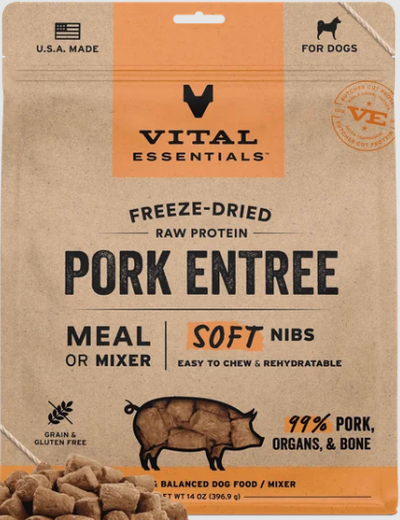 Vital Essentials Dog Food FD Soft Nibs Pork 14 oz