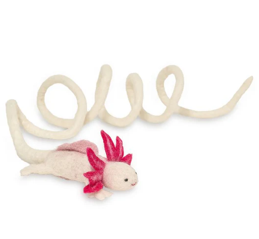 Cat in the Box A Little Lotl Wool Axolotl Toy with Tether