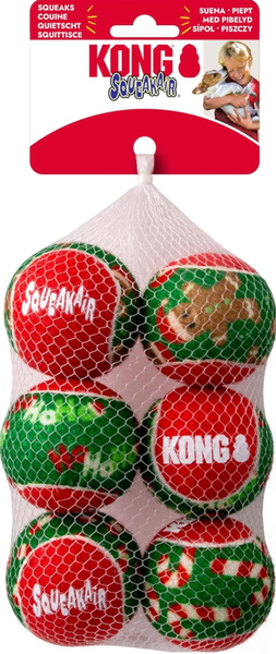 Kong Holiday Squeakair Ball Med 6 pk