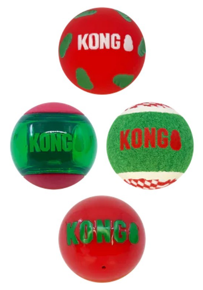 Kong Holiday Occasion Ball Medium 4 pk