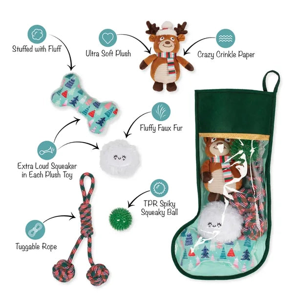 Fringe Toy Holiday Happy Pawlidays Dog Toy Stocking