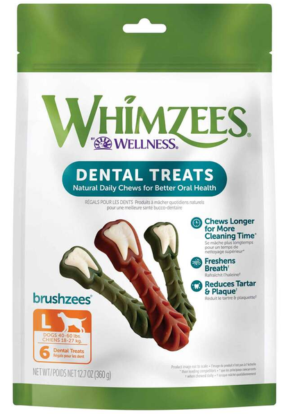 Whimzees Dental Chew Toothbrush Large 6 pc. Value Bag