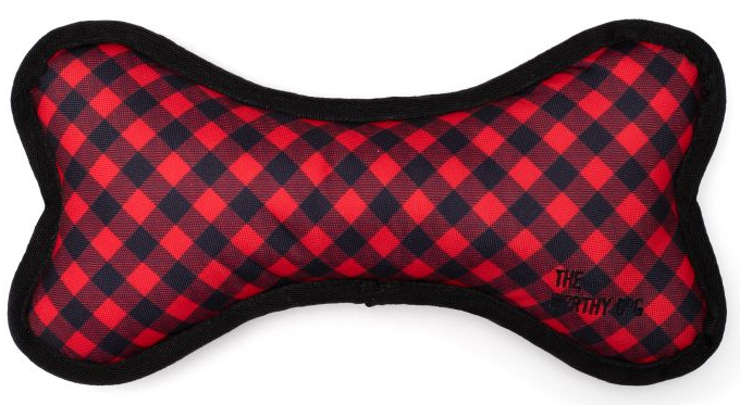 The Worthy Dog Buffalo Plaid Bone Toy