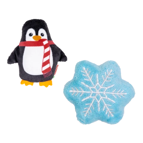 Kong Holiday Cat Toy Scrattle Penguin/Snowflake 2 pk
