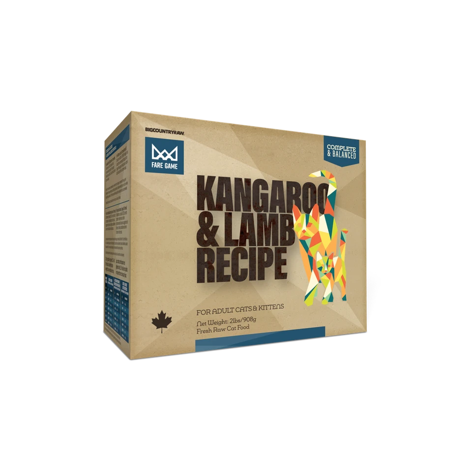 Big Country Raw Cat Frozen Fare Game Kangaroo & Lamb 2 lb