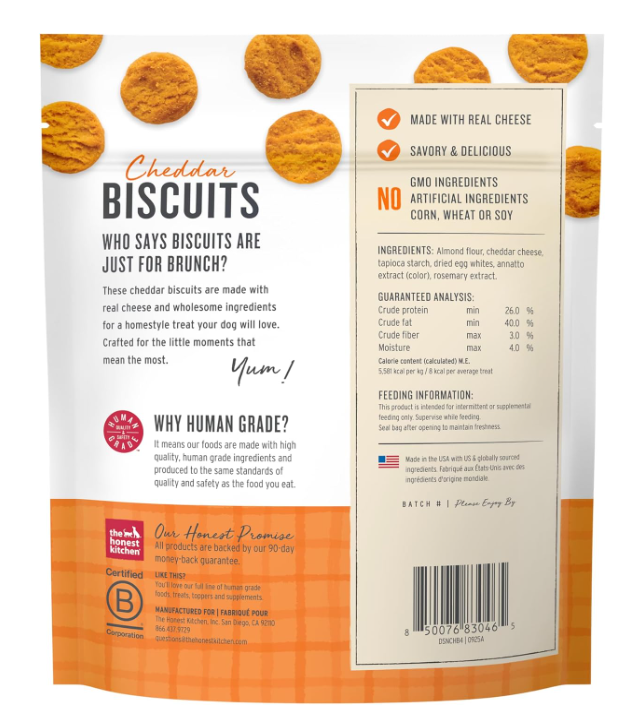 The Honest Kitchen Treats Cheddar Cheese Biscuits 3.5 oz.