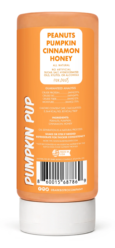 Bark Bistro Buddy Budder Pumpkin Squeeze Bottle 14 oz