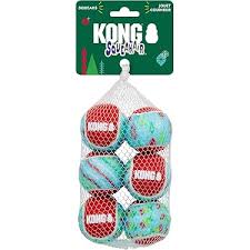 Kong Holiday Dog Toy Squeakair Ball Small 6 pk
