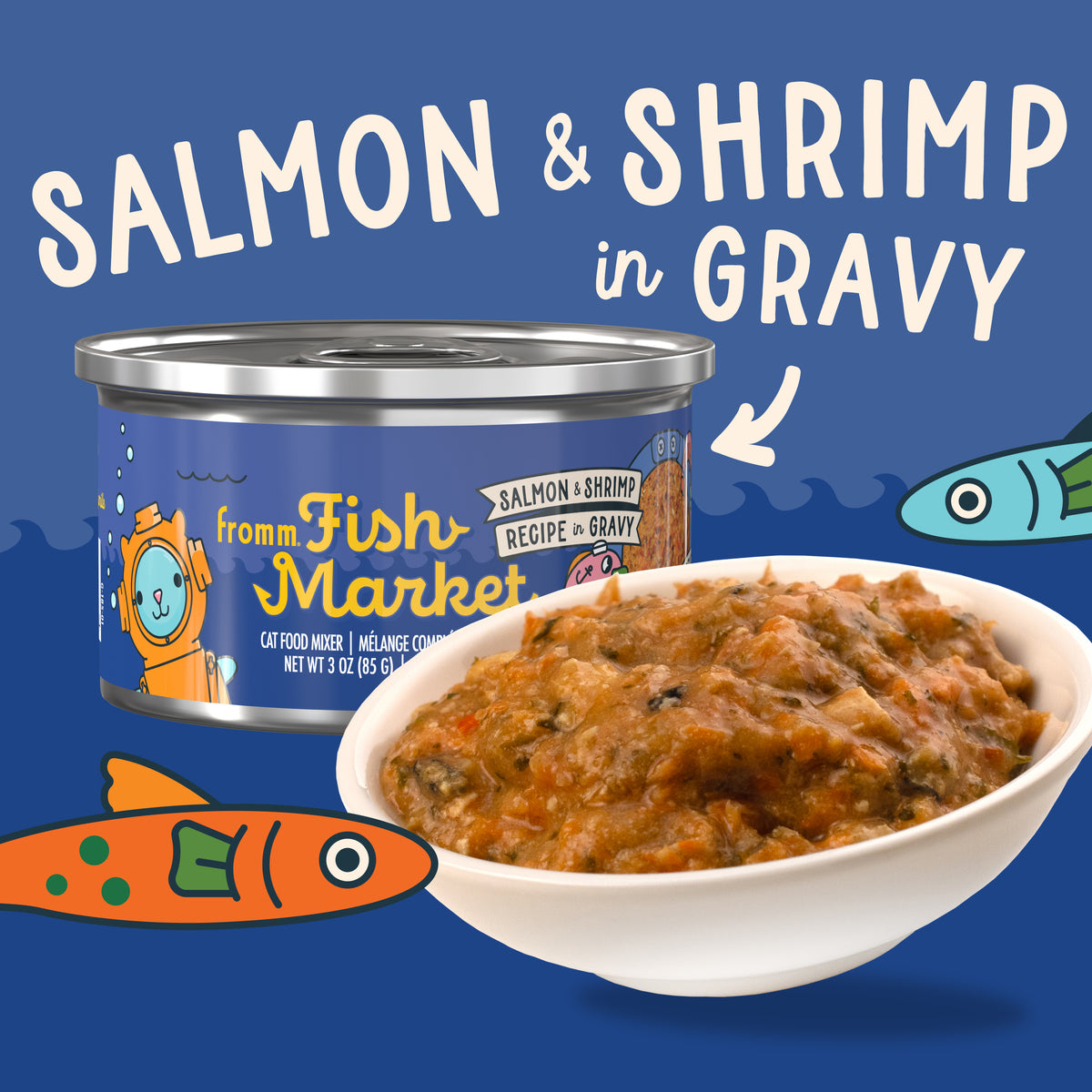 Fromm Fish Market Salmon & Shrimp Recipe in Gravy Mixer 3 oz.