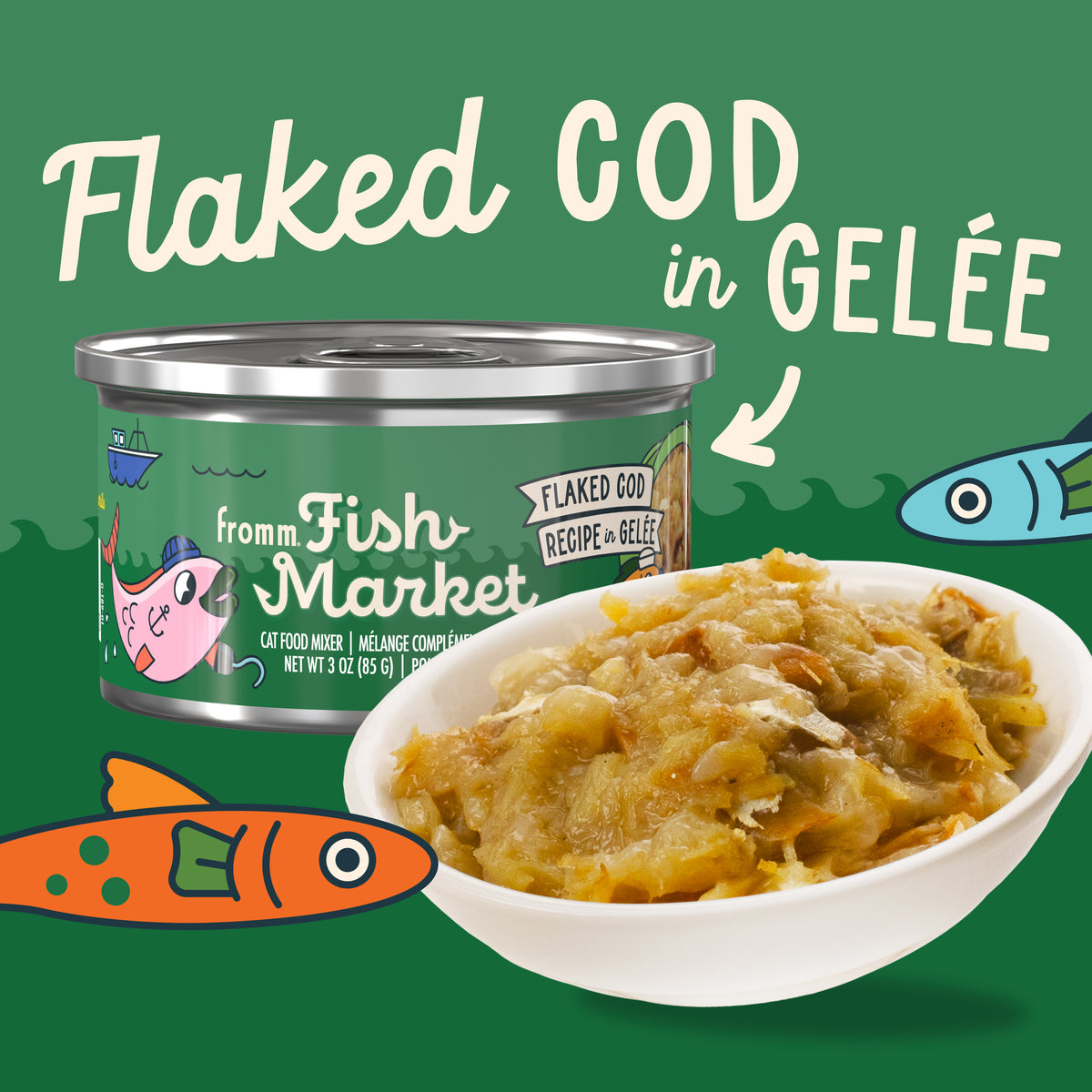 Fromm Fish Market Flaked Cod in Gelée Mixer 3 oz.