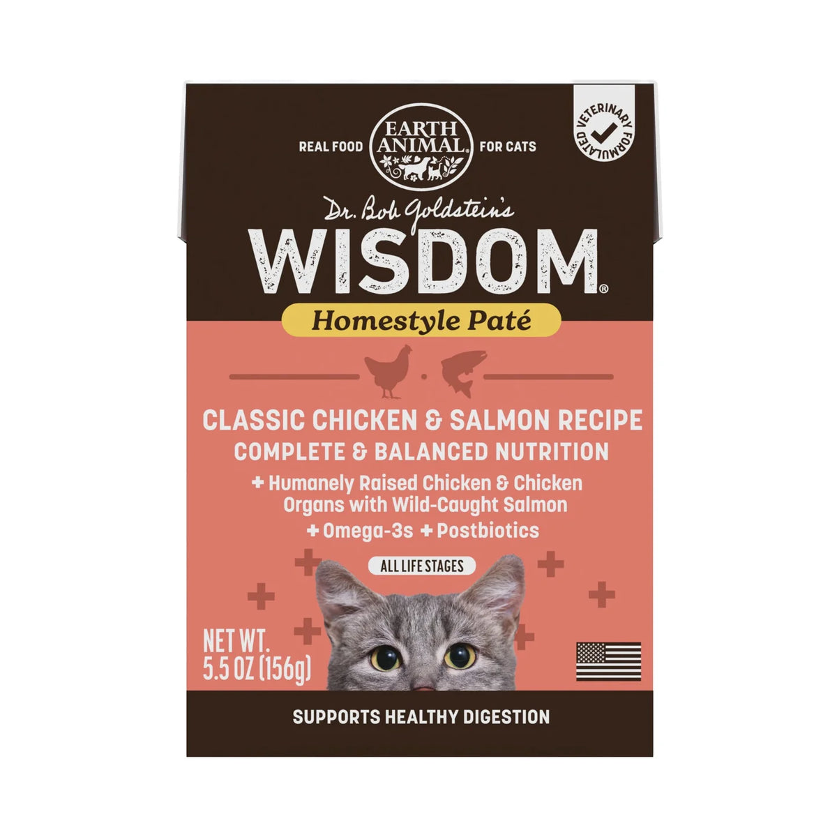 Earth Animal Cat Wet Wisdom Classic Chicken & Salmon 5.5 oz