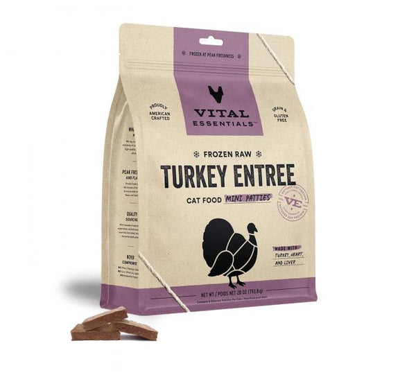 Vital Essentials Cat Frozen Turkey Mini Patties Entree 28 oz