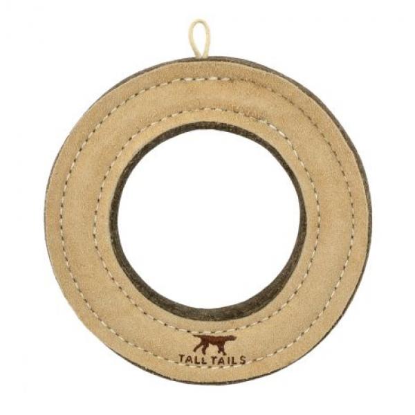 Tall Tails Toy Leather and Wool Ring 7"